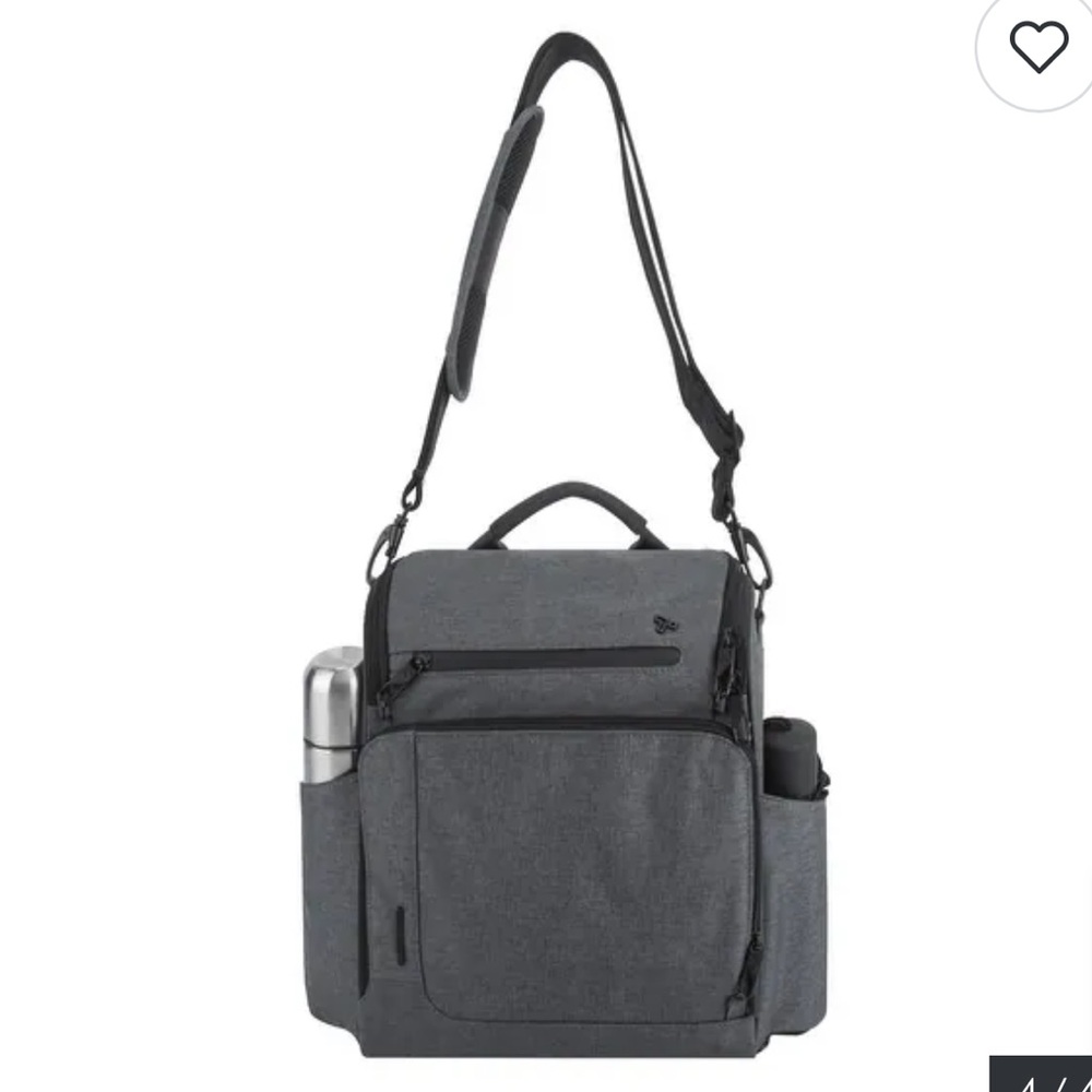 Travelon Charcoal Unisex Tote Messenger Bag - Picture 8 of 13